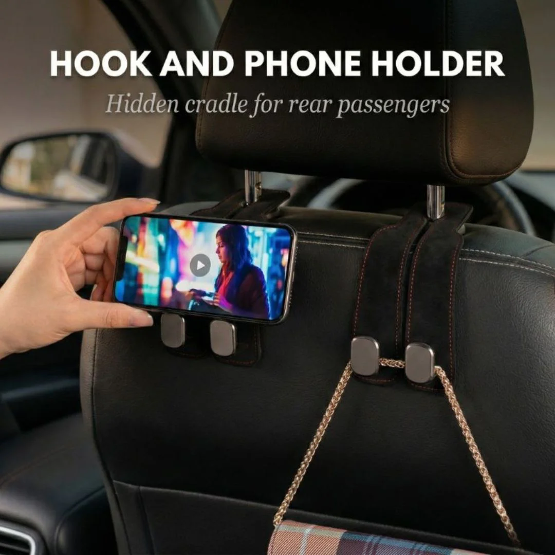 Anchor™ – Leather Car Headrest Hooks with Double Grip (Holds 30 lb) + 50% OFF - Image 3