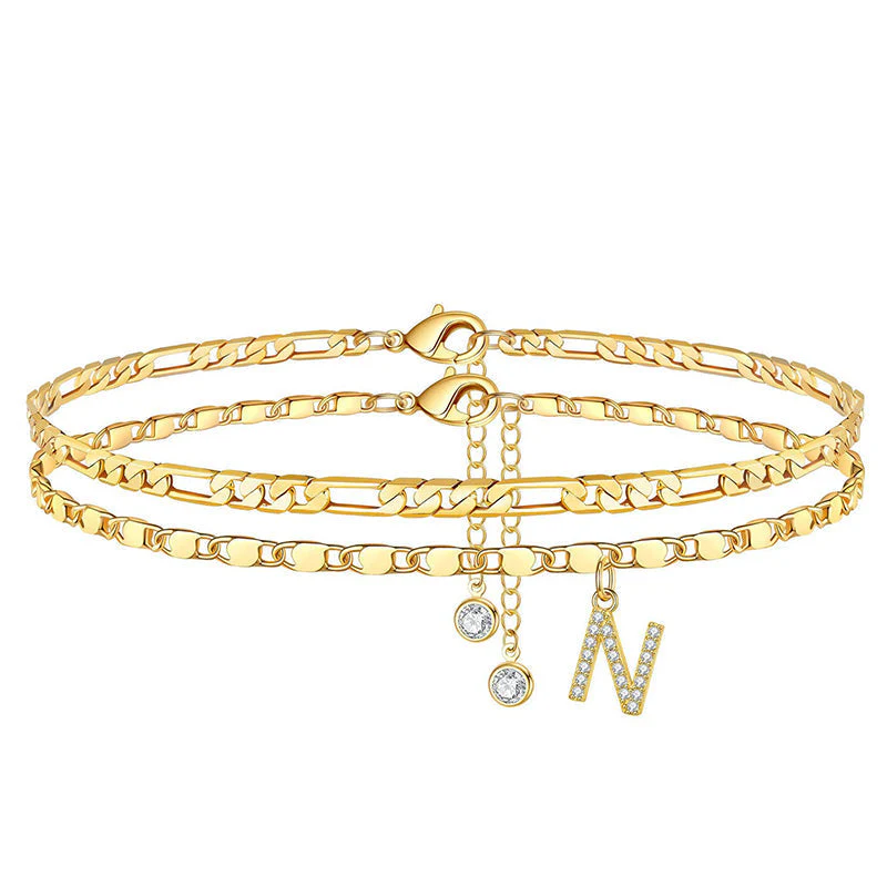 Avienne™ – Layered Gold Initial Anklet with Rhinestone Charm + 1+1 FREE - Image 22