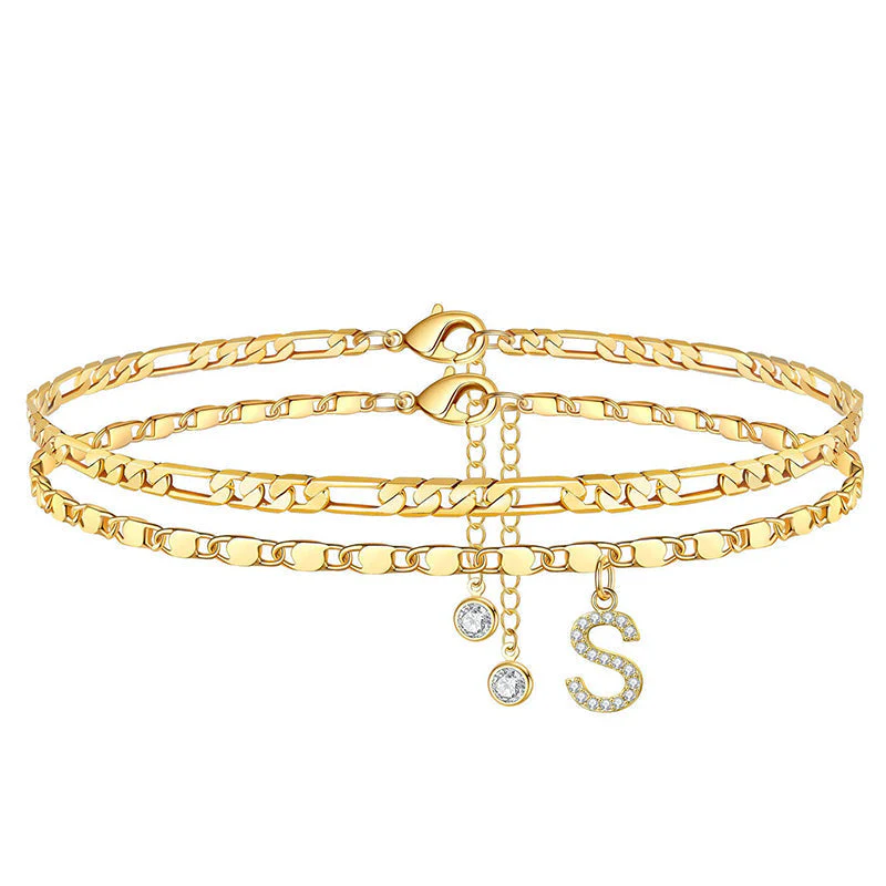 Avienne™ – Layered Gold Initial Anklet with Rhinestone Charm + 1+1 FREE - Image 27