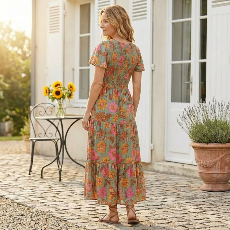 Billow™ – Smocked Waist Floral Flowy Maxi Dress + 50% OFF - Image 3