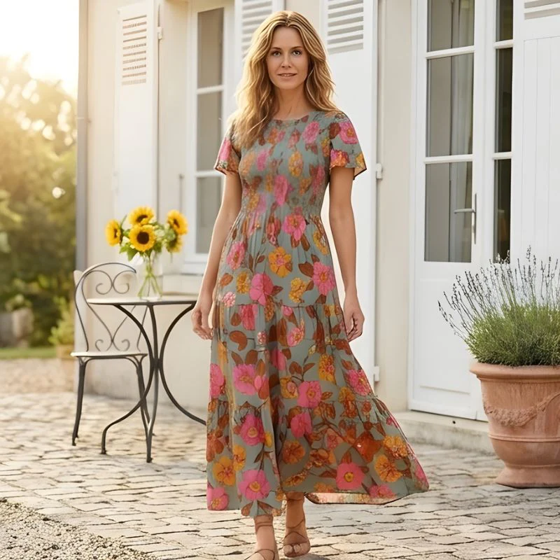 Billow™ – Smocked Waist Floral Flowy Maxi Dress + 50% OFF - Image 7