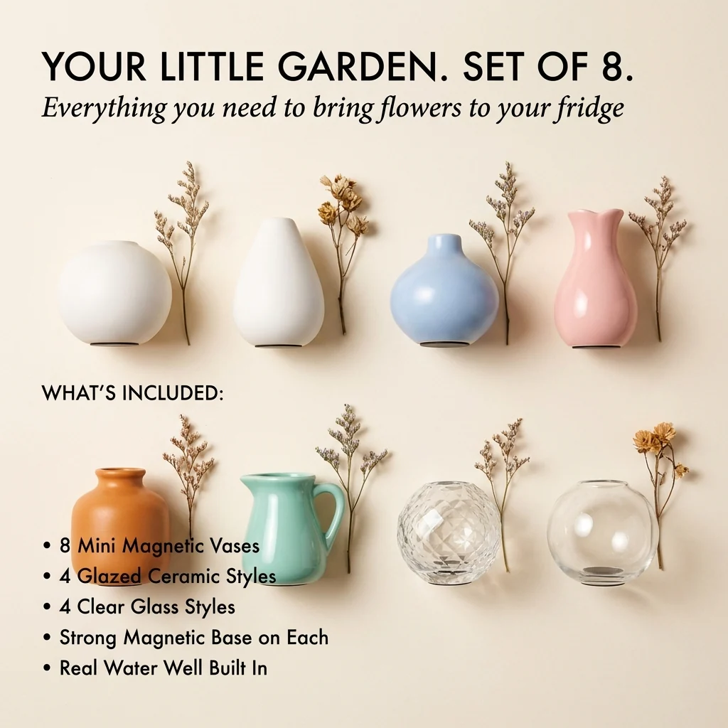 Bloomcroft™ – Mini Magnetic Flower Vases for Fridge | Set of 8 + 50% OFF - Image 6