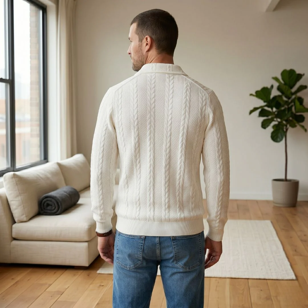 Braidwell™ – Cable-Knit Half-Zip Men's Sweater with Polo Collar + 50% OFF - Image 3