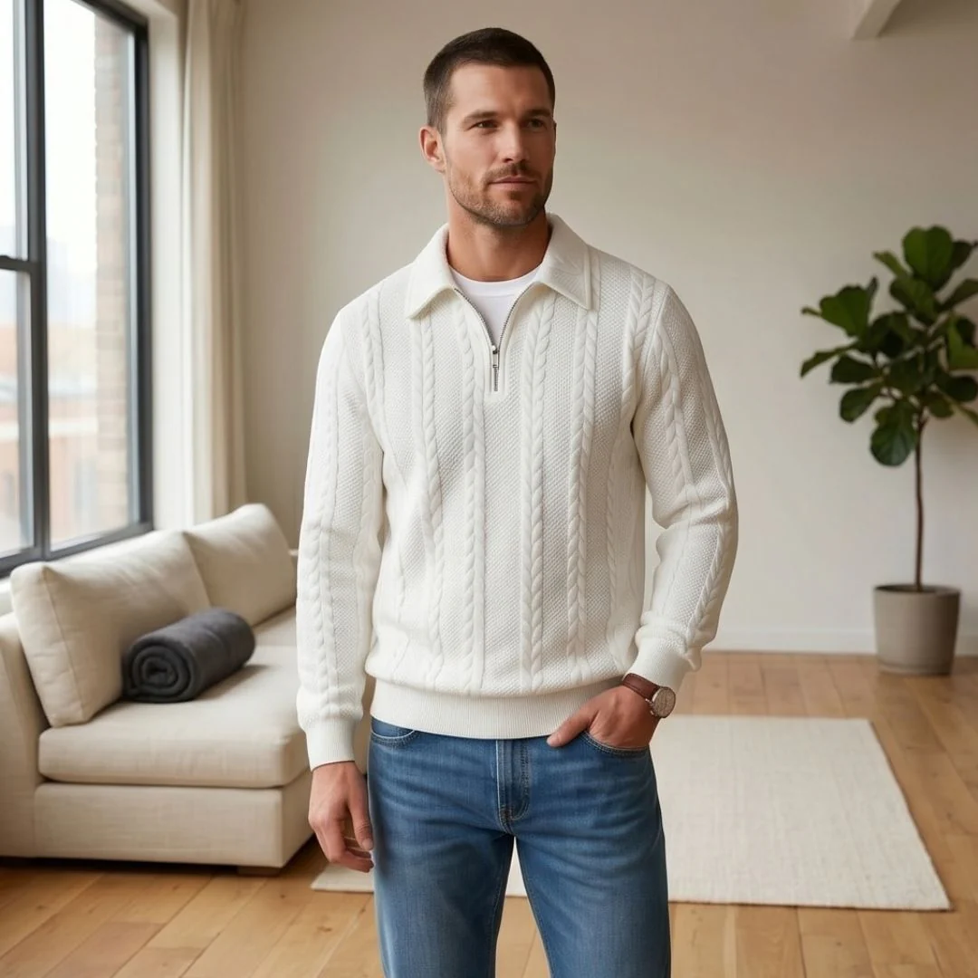 Braidwell™ – Cable-Knit Half-Zip Men's Sweater with Polo Collar + 50% OFF - Image 7