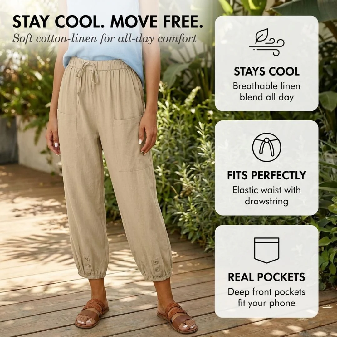 Breezewick™ – Soft Cotton-Linen Wide Leg Capri Pants for Women + 50% OFF - Image 4