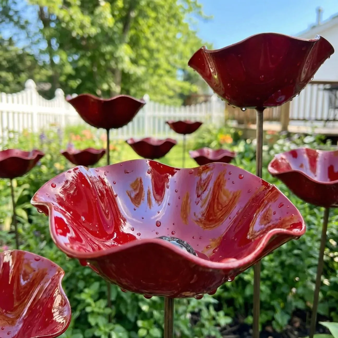 Briarcroft™ – Handcrafted Metal Poppy Garden Stake with Bird Bath Bowl + 50% OFF - Image 10
