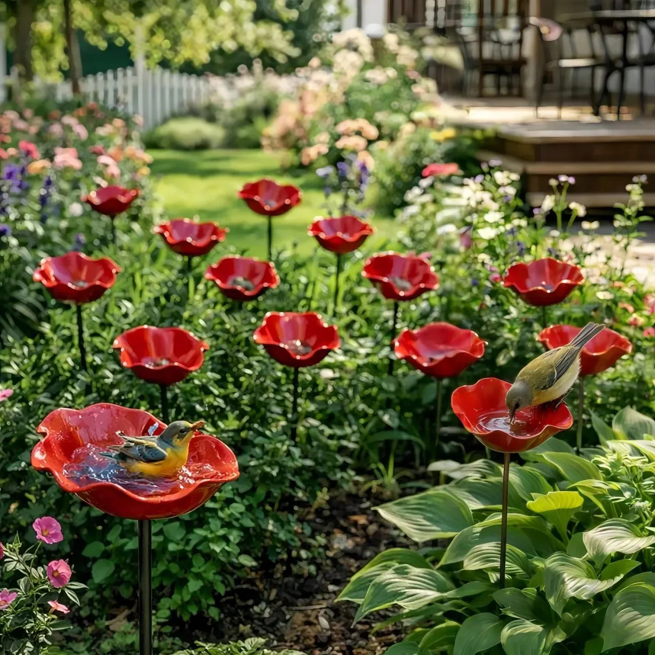 Briarcroft™ – Handcrafted Metal Poppy Garden Stake with Bird Bath Bowl + 50% OFF - Image 12