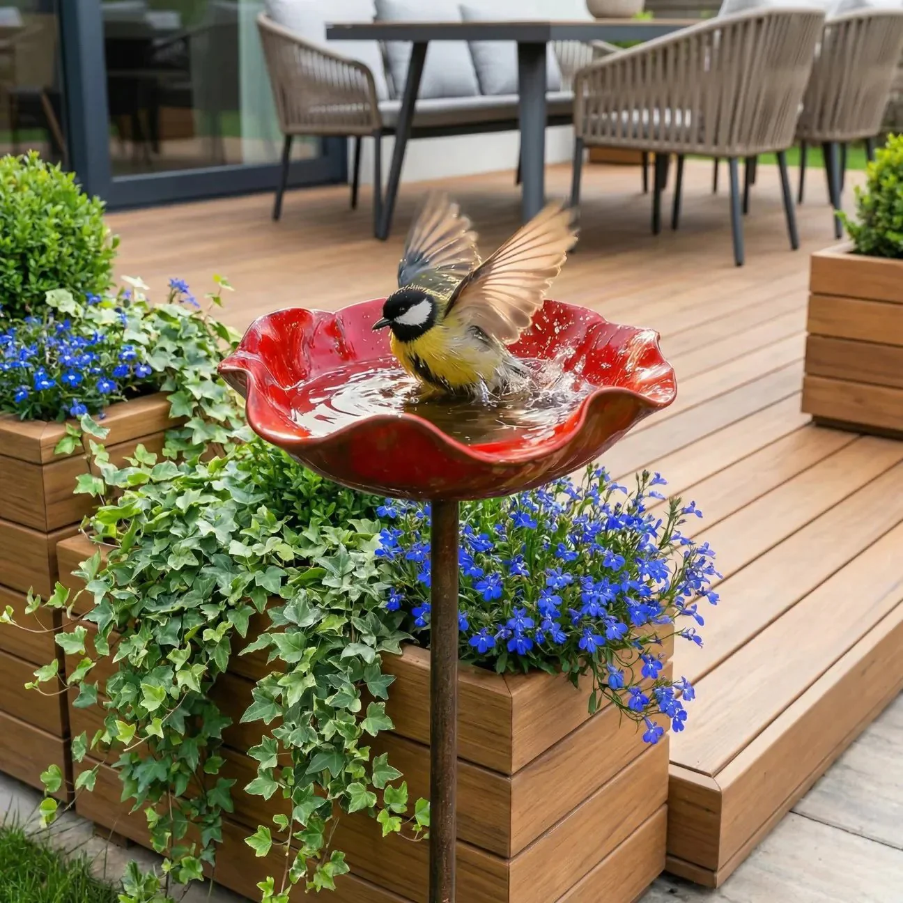 Briarcroft™ – Handcrafted Metal Poppy Garden Stake with Bird Bath Bowl + 50% OFF - Image 15