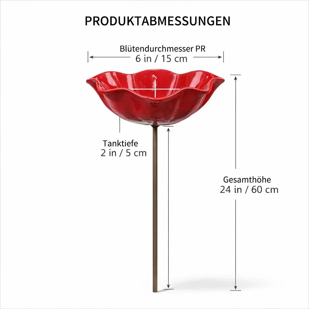 Briarcroft™ – Handcrafted Metal Poppy Garden Stake with Bird Bath Bowl + 50% OFF - Image 16