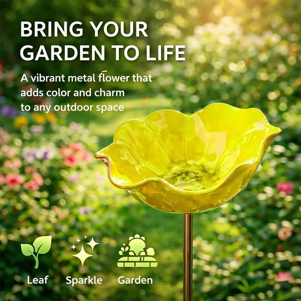 Briarcroft™ – Handcrafted Metal Poppy Garden Stake with Bird Bath Bowl + 50% OFF - Image 21