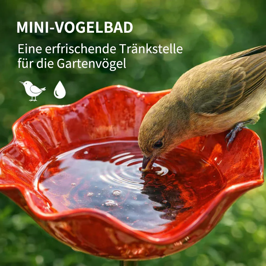 Briarcroft™ – Handcrafted Metal Poppy Garden Stake with Bird Bath Bowl + 50% OFF - Image 3