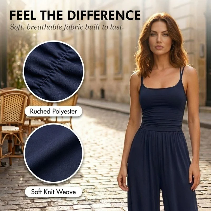 Camisara™ – Ruched Bust, Criss-Cross Back & Wide-Leg Women's Jumpsuit + 50% OFF - Image 5