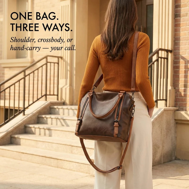 Carvelle™ – Large 3-Way Carry PU Leather Tote Bag for Women + 50% OFF - Image 3