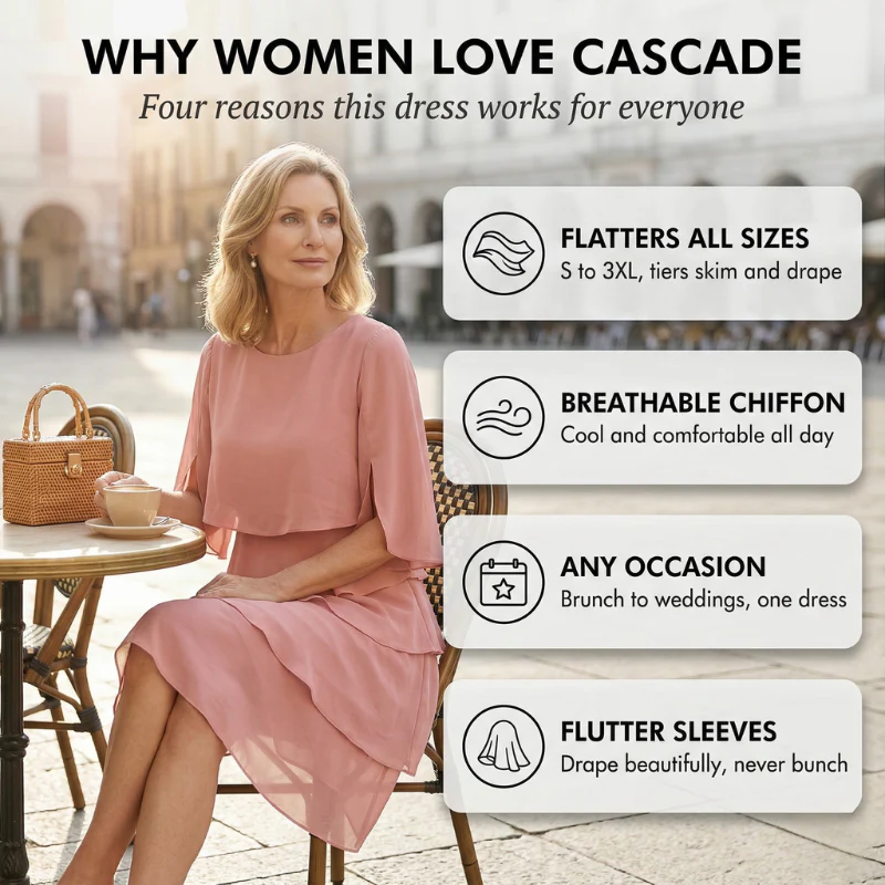 Cascelle™ – Elegant Tiered Ruffle Sleeve Women's Dress + 50% OFF - Image 3