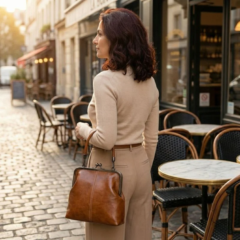 Claspelle™ – Vintage Kiss-Lock Convertible Crossbody Handbag + 50% OFF - Image 2