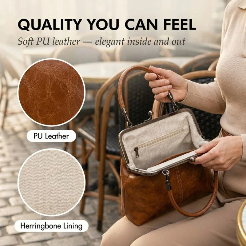Claspelle™ – Vintage Kiss-Lock Convertible Crossbody Handbag + 50% OFF - Image 3