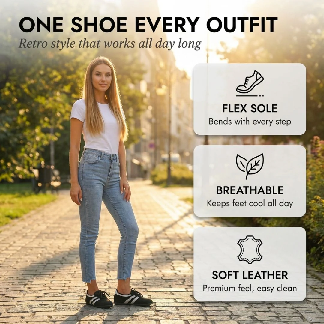 Cobbleway™ – Retro Wave Stripe PU Leather Lace-Up Women's Sneakers + 50% OFF - Image 4