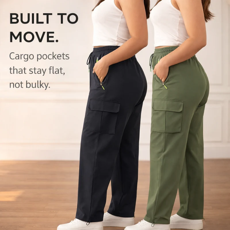 Drifthem™ – Lightweight Cargo Pants with Zipper Pocket, Drawstring Waist, Wide-Leg Fit – 2-Pack Women's Pants + 50% OFF - Image 3