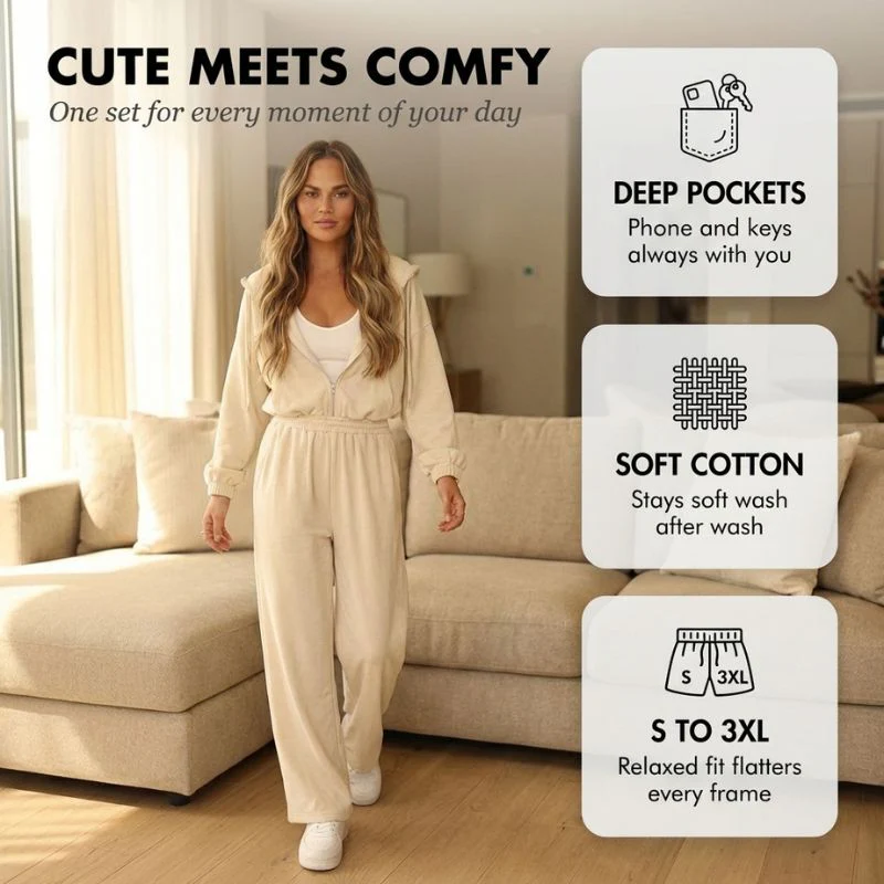 Easwick™ – Zip-Up Cropped Hoodie & Wide-Leg Pants Women's Lounge Set + 50% OFF - Image 4