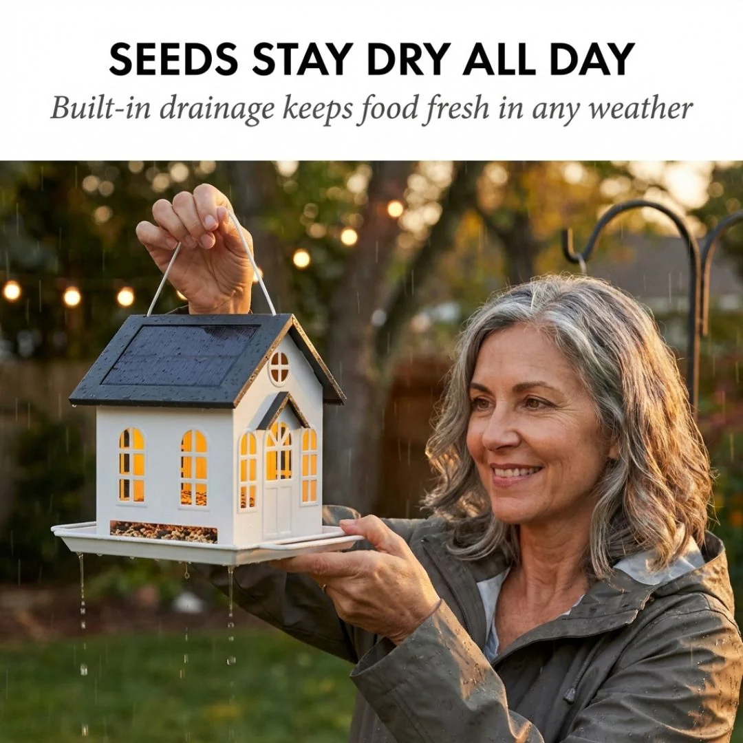 Emberwick™ – Solar House Bird Feeder with Auto Glow Light, All-Metal, 32 oz + 50% OFF - Image 3