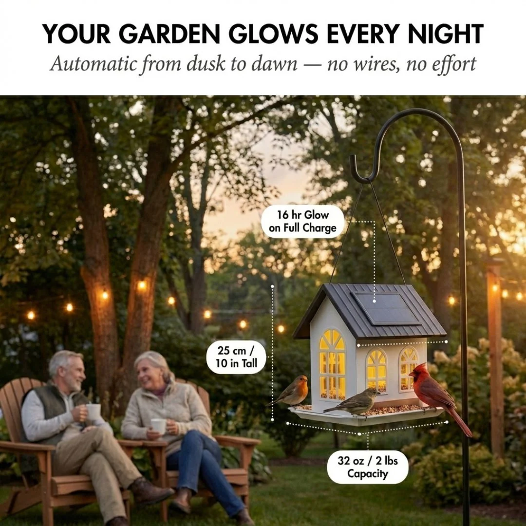 Emberwick™ – Solar House Bird Feeder with Auto Glow Light, All-Metal, 32 oz + 50% OFF - Image 5