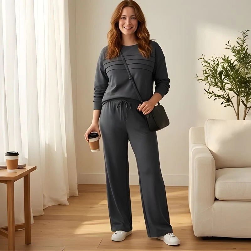 Flarell™ – Ribbed Stripe Crewneck & Wide-Leg Pants Women's Lounge Set + 50% OFF - Image 10
