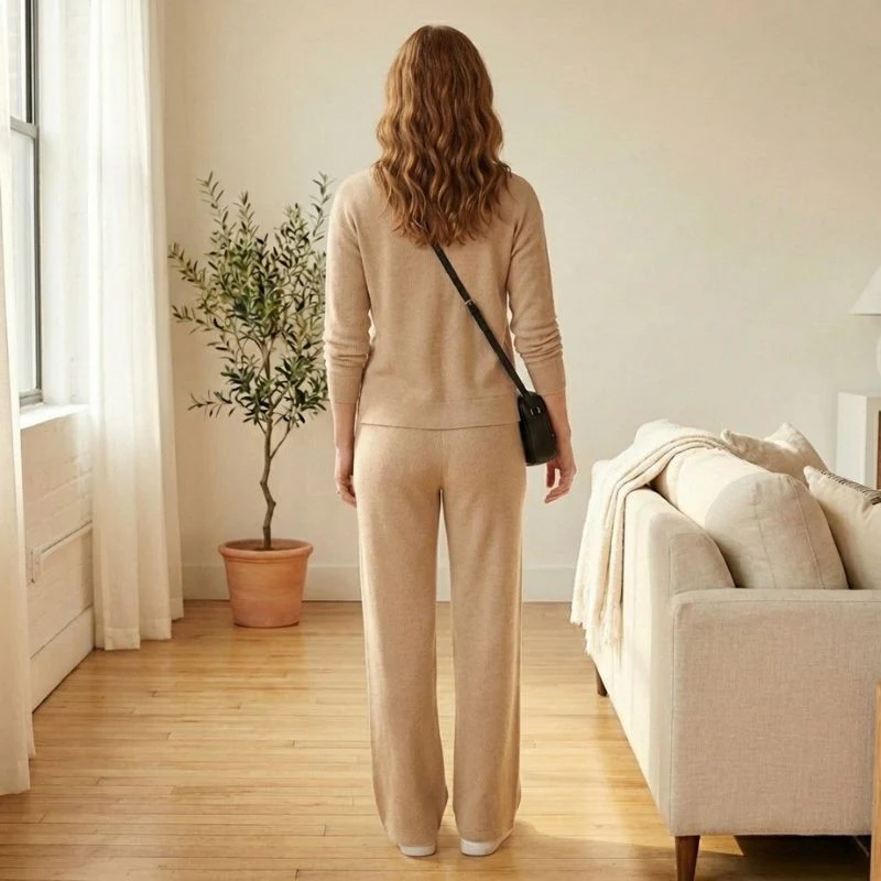 Flarell™ – Ribbed Stripe Crewneck & Wide-Leg Pants Women's Lounge Set + 50% OFF - Image 3