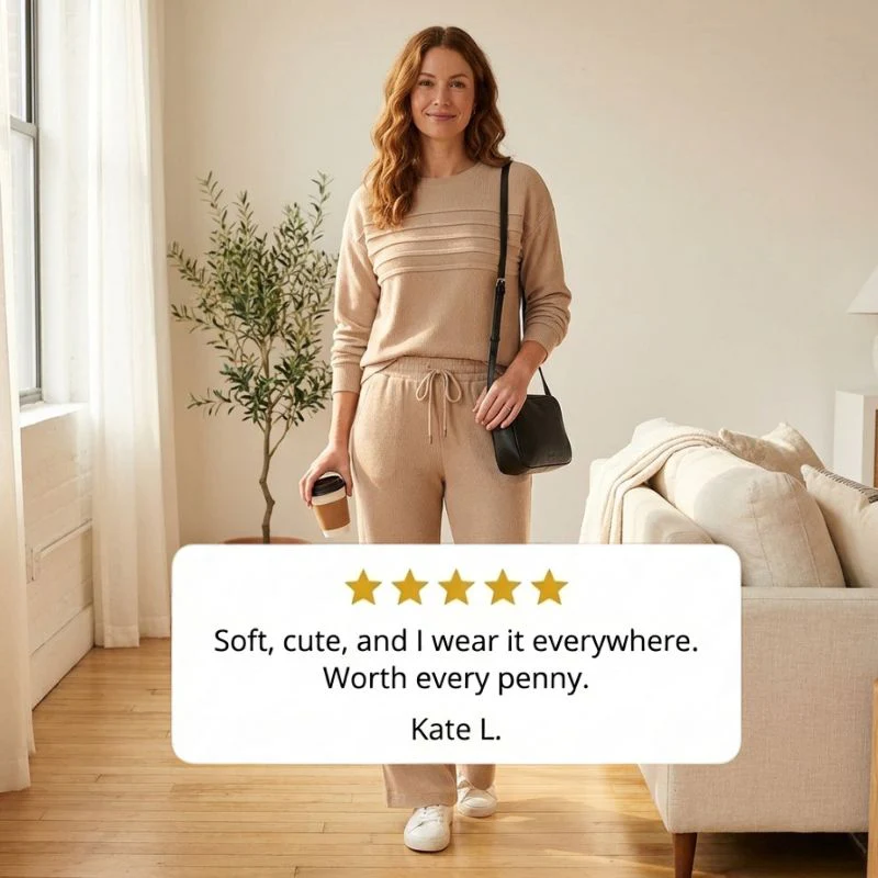 Flarell™ – Ribbed Stripe Crewneck & Wide-Leg Pants Women's Lounge Set + 50% OFF - Image 6