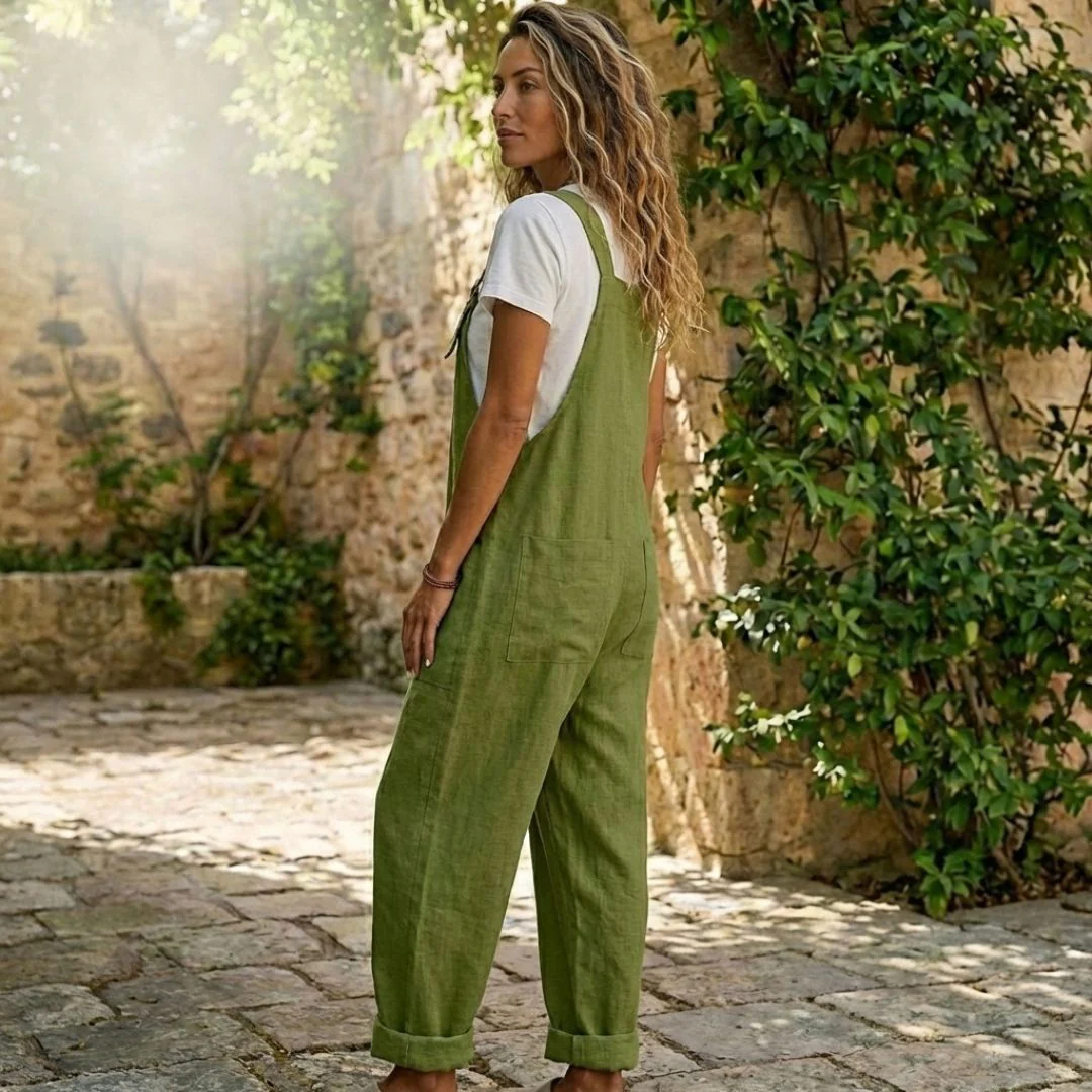 Flaxwell™ – Adjustable Strap Button-Front Women's Casual Linen Overalls + 50% OFF - Image 2