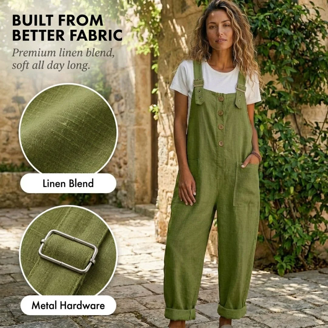 Flaxwell™ – Adjustable Strap Button-Front Women's Casual Linen Overalls + 50% OFF - Image 5