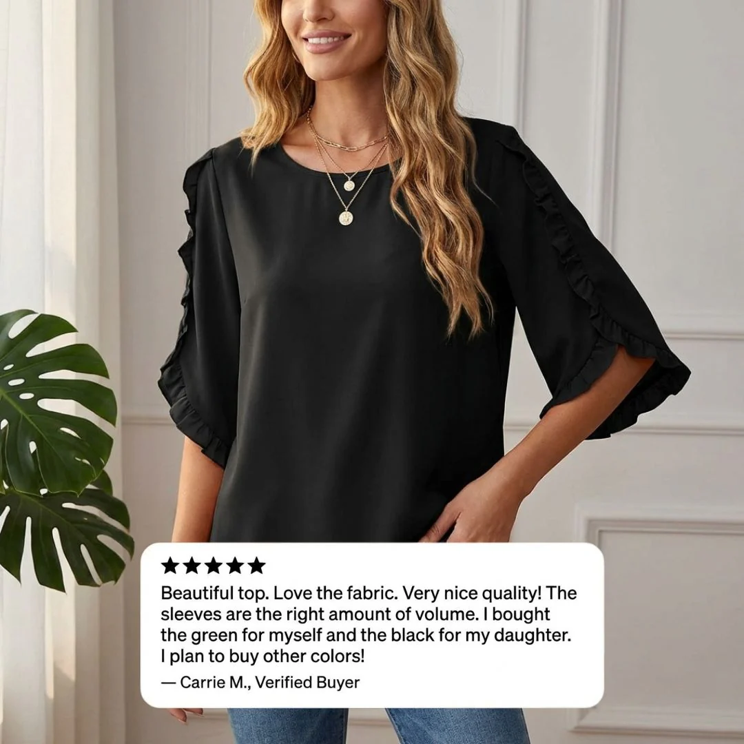 Fleurette™ – Ruffle Sleeve 3/4 Blouse for Women | Relaxed Fit | + 50% OFF - Image 6