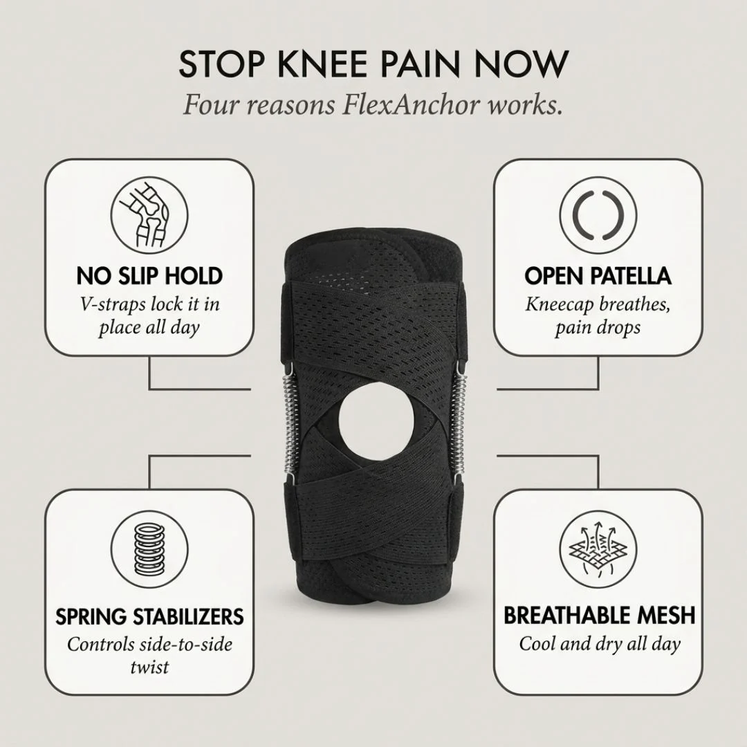 FlexAnchor™ – Open-Patella Knee Brace with V-Strap Support & Spring Stabilizers + 50% OFF - Image 3
