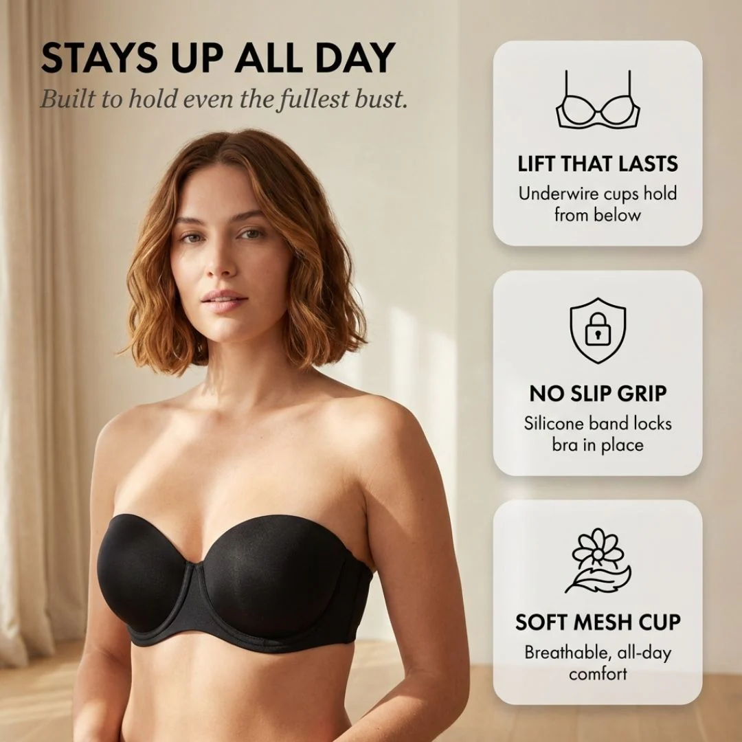 Formelle™ – Strapless Underwire Balconette Bra | Mesh Cup, All-Day Hold + 50% OFF - Image 4
