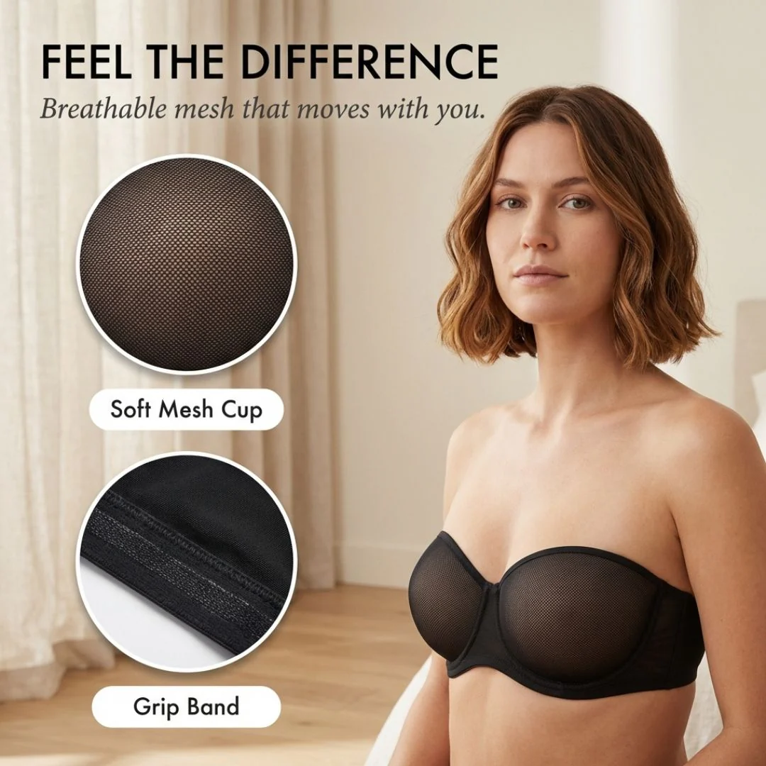 Formelle™ – Strapless Underwire Balconette Bra | Mesh Cup, All-Day Hold + 50% OFF - Image 5
