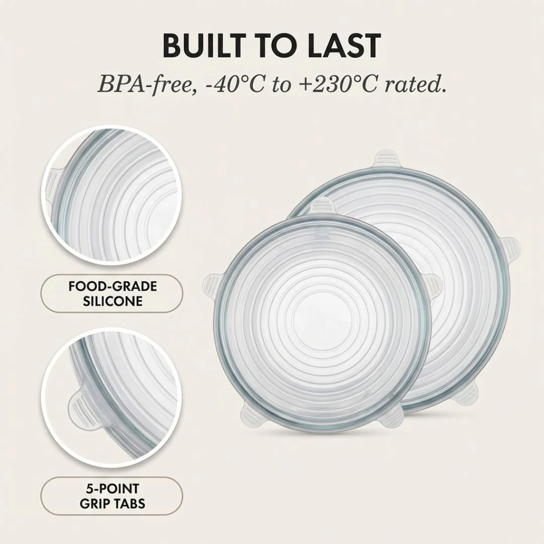 FreshLock™ – Airtight Stretch Silicone Food Cover Lids Set (6 Sizes, BPA-Free) + 50% OFF - Image 3