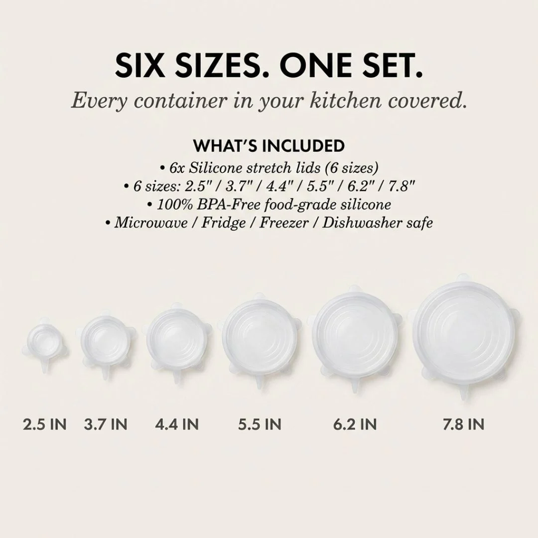 FreshLock™ – Airtight Stretch Silicone Food Cover Lids Set (6 Sizes, BPA-Free) + 50% OFF - Image 4