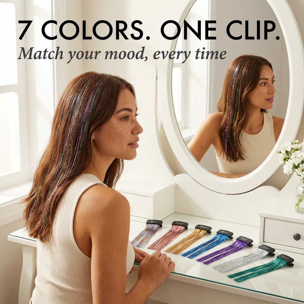 Glissen™ – Clip-In Tinsel Hair Extensions | Heat-Resistant | Reusable + 1+1 FREE - Image 4