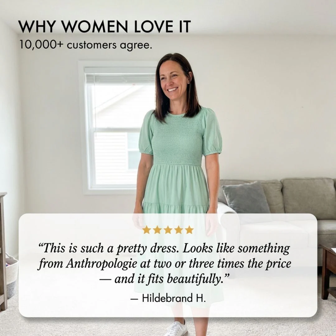 Gossamer™ – Smocked Puff Sleeve Tiered Midi Dress + 50% OFF - Image 6