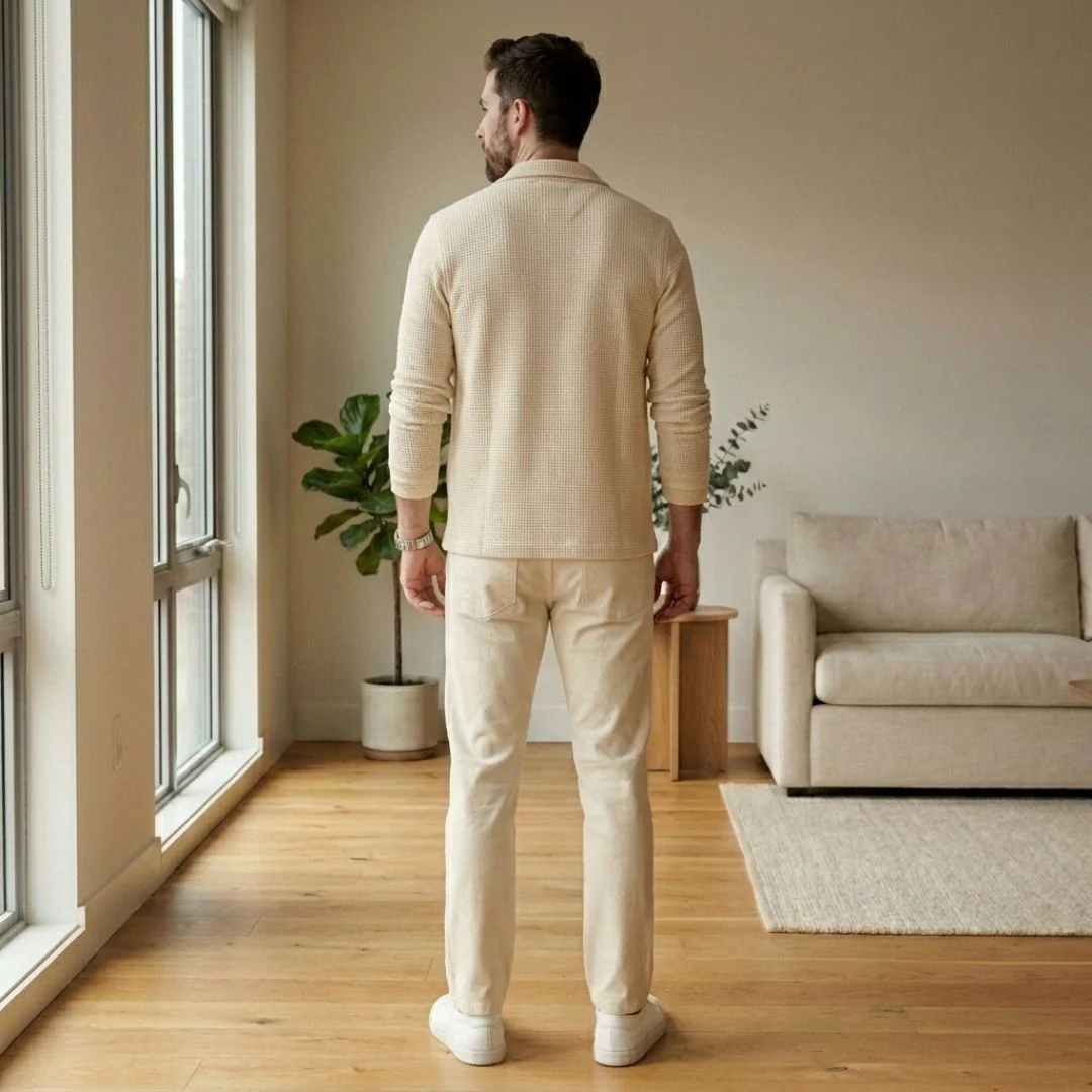 Harlow™ – Waffle-Knit Shirt Jacket & Straight-Leg Pants 2-Piece Set for Men + 50% OFF - Image 3