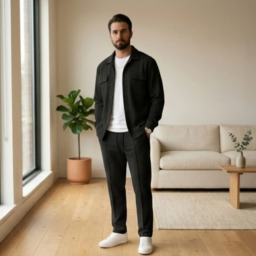 Harlow™ – Waffle-Knit Shirt Jacket & Straight-Leg Pants 2-Piece Set for Men + 50% OFF - Image 7