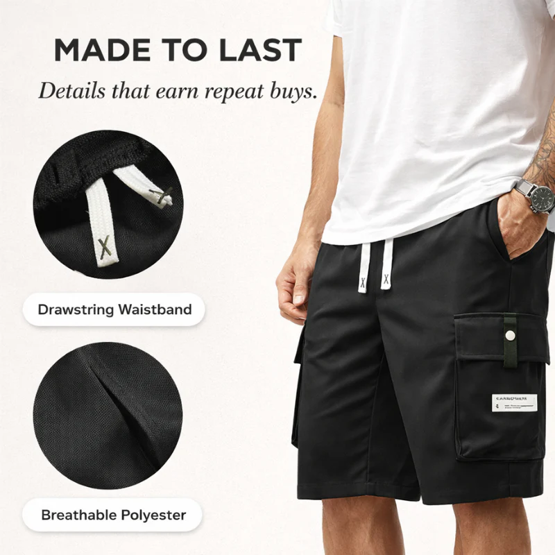 Haul™ – Elastic Drawstring Waist Cargo Shorts for Men + 50% OFF - Image 5