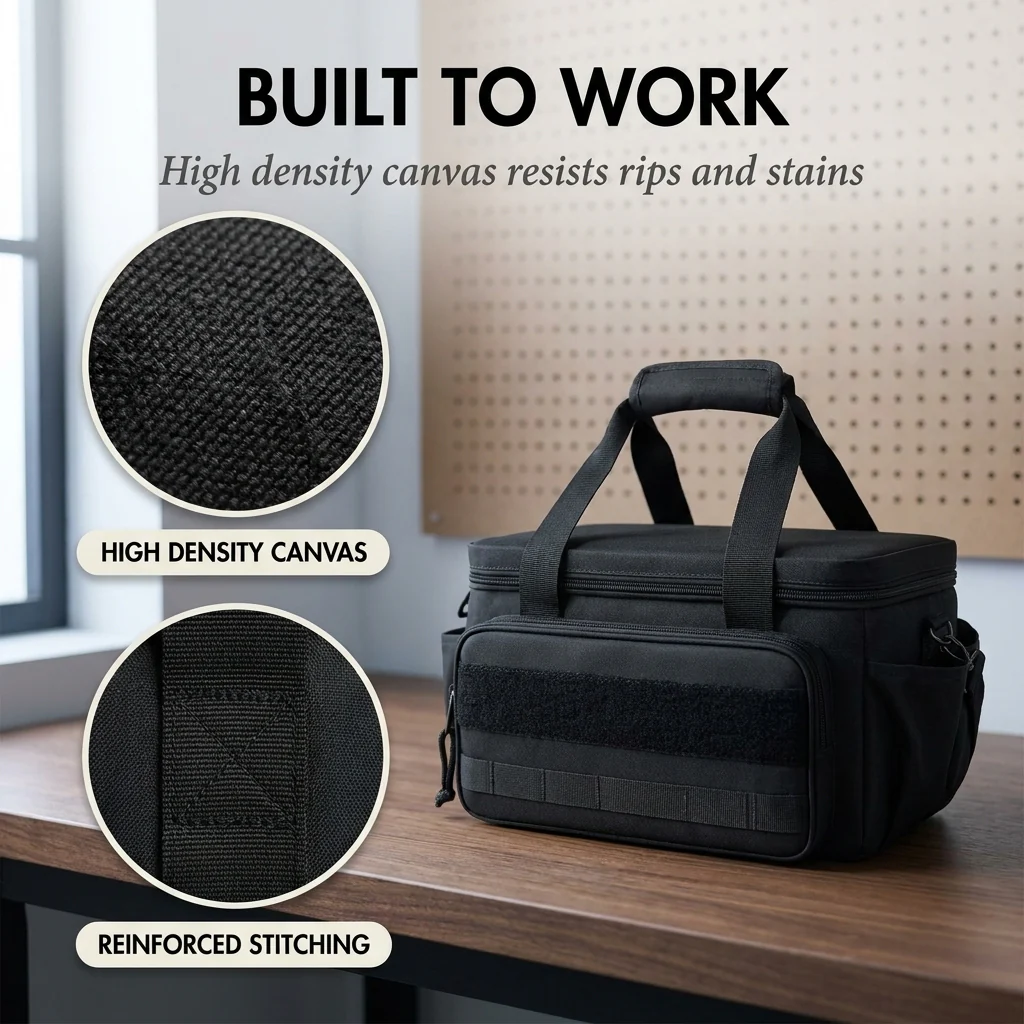 Haulcraft™ – Heavy-Duty Canvas Tool Bag with MOLLE Panel & Padded Dual Handles + 50% OFF - Image 4