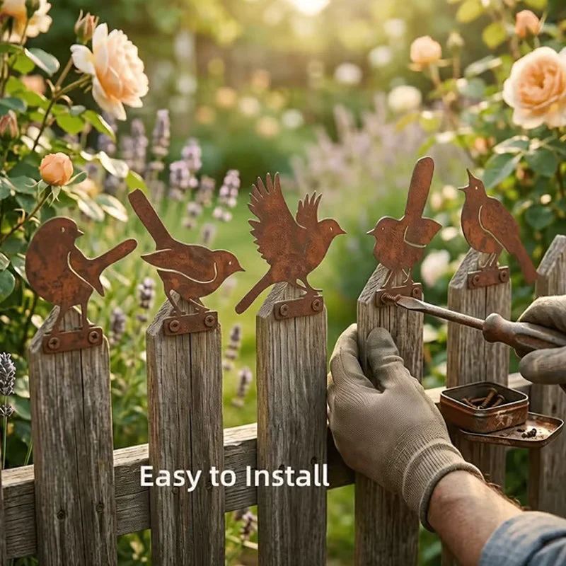 Hawthorne™ – Weathered Corten Steel Bird Silhouettes – Set of 5 Garden Decor + 50% OFF - Image 11