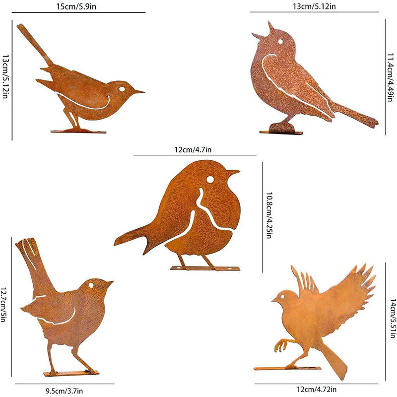 Hawthorne™ – Weathered Corten Steel Bird Silhouettes – Set of 5 Garden Decor + 50% OFF - Image 19
