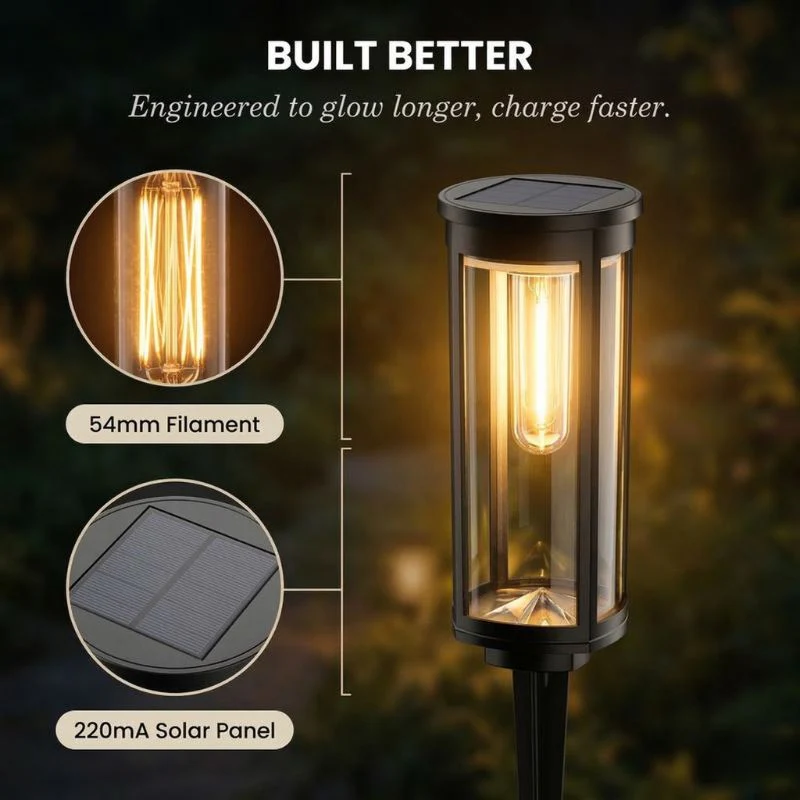Hearthwick™ – Retro Solar Pathway Lights, 12-14Hr Glow, IP65 Waterproof, 8-Pack + 50% OFF - Image 4