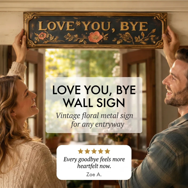 Hearthwick™ – Vintage Floral "Love You, Bye" Metal Wall Sign + 50% OFF - Image 5