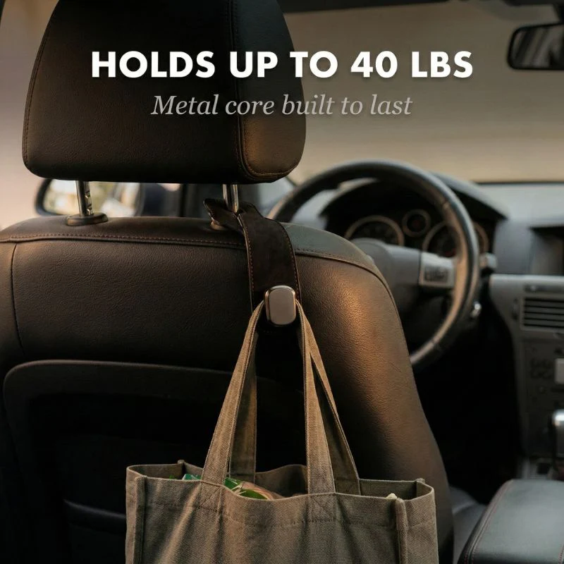 Holdwick™ – 2-in-1 Leather Car Headrest Hook & Phone Holder + 50% OFF - Image 2