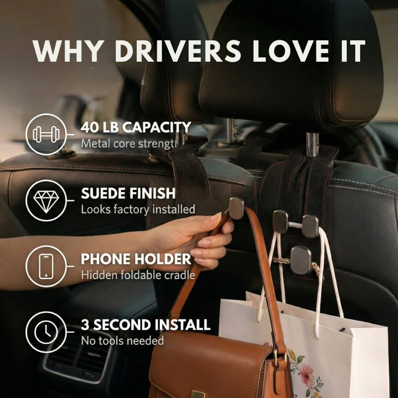 Holdwick™ – 2-in-1 Leather Car Headrest Hook & Phone Holder + 50% OFF - Image 4