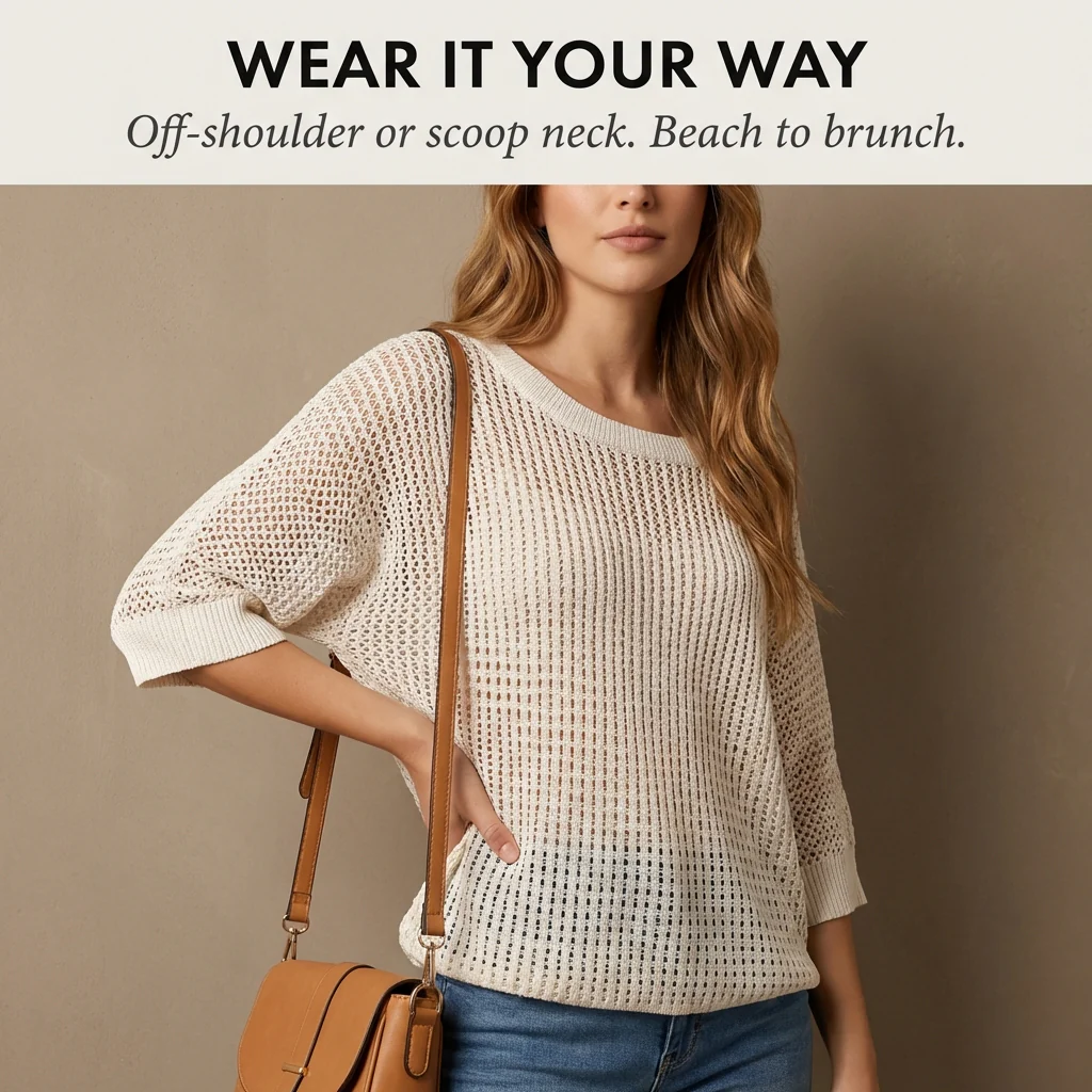 Lattice™ – Open-Weave Crochet Knit Off-Shoulder Summer Top + 50% OFF - Image 2