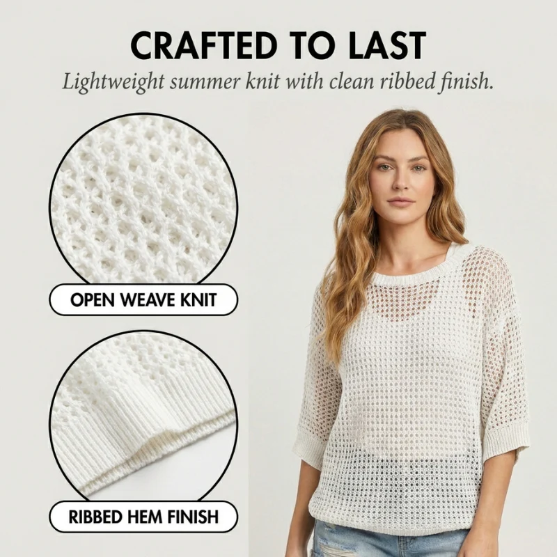 Lattice™ – Open-Weave Crochet Knit Off-Shoulder Summer Top + 50% OFF - Image 6